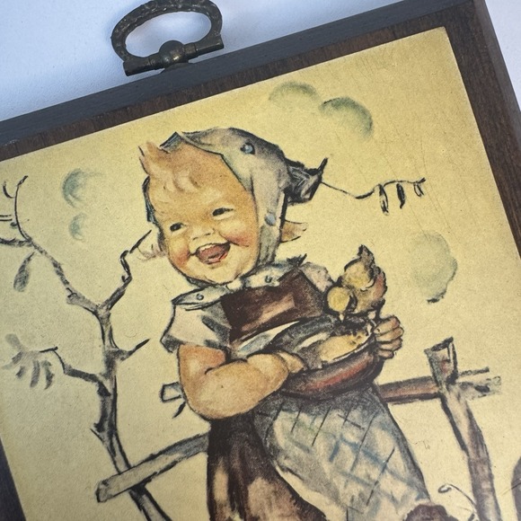 Vintage Hummel wall plaque girl‎ with chickens farmhouse cottagecore decor - Picture 2 of 16
